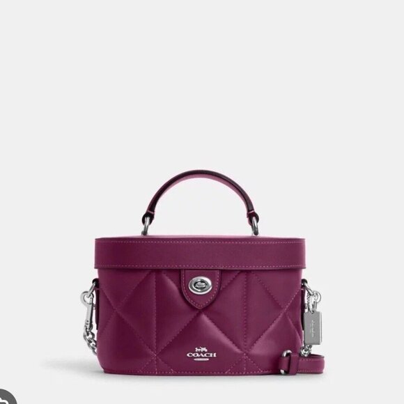 Coach CM733 Kay Crossbody with Puffy Diamond Quilting Leather Deep Berry NWT - Picture 1 of 5